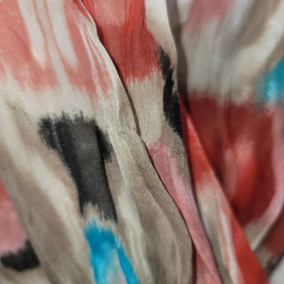 Laundry by Shelli Segal Silk Mod Ikat Wrap Balloon Sleeve Mini Dress Sz 14 - Picture 5 of 12